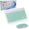 Nsyee Set tastiera e Mouse Wireless, Tastiera Bluetooth Universale Retroilluminata Portatile Ultrasottile Ricaricabile, per iPad/Tablet/PC/iOS/ Android/Windows/Samsung/Lenovo, Layout Italiano, Rosa