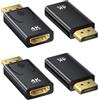 Amicably Adattatore 4K DisplayPort a HDMI 4 pezzi, 4K@60Hz/2K@60Hz/1080P@120Hz HDMI a Displayport Adattatore con Proiettore, Monitor, Laptop, AMD, GPU, HDTV