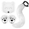 Sarini Simulazione Furry Fox Lupo Costume Cosplay Maschera Coda Guanti Gatto Adulto Halloween Gioco di ruolo Costume da festa per animali Adatto per uomini e donne Mascherata/Gioco di ruolo