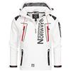 Geographical Norway Techno Men Distribrands - Giacca Softshell Zip Impermeabile Da Uomo - Cappuccio Traspirante - Giacca Tattico Antivento Calda Invernale (Bianco/Rosso S)