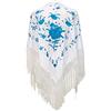La Senorita La Señorita Foulard cintura chale manton de manila Flamenco di danza bianco con fiori blu