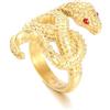 Fachoice Anello per avvolgere serpente per gli uomini con occhi rossi dorati, anello di serpente moda rosso CZ rettile animale gioielli per uomini, Acciaio inossidabile, Nessuna pietra preziosa