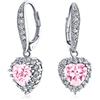 Bling Jewelry Anniversario Di Nozze Romantico 4Ct Aaa Cz Rosa A Forma Di Cuore Aureola Cubic Zirconia Orecchini A Leva Per Le Donne Fidanzata Taglio Invisibile Placcato In Rodio