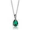 MIORE Collana Donna, Goccia Smeraldo, Ciondolo Oro Bianco 9KT 375, Catenina Argento 925, Gioiello Anallergico, Elegante Portagioie