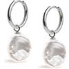 Secret & You Orecchini a cerchio da 16 mm con ciondoli intercambiabili Keshi perla coltivata d'acqua dolce 13-14 mm per donne Secret & You - Argento sterling 925 placcato rodio