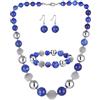 FULU AUTUMN Set di 3 gioielli con collana di perle grandi, bracciale e orecchini, regalo di compleanno per donna, Pietra, Nessuna pietra preziosa, zaffiro