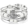 FULU AUTUMN Braccialetto rigido da donna in argento, realizzato a mano, stile bohémien, impilabile, con perline di cristallo, idea regalo, 7 cm, Rame Metallo Pietra, Agata