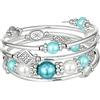 FULU AUTUMN Bracciale in perle argento da donna, bracciale avvolgente in Boemia multistrato regalo di gioielli fantasia per la mamma il giorno del Ringraziamento,confezione regalo, Zinco, Senza Gemme