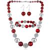 FULU AUTUMN 3 Pcs Parure di Gioielli, Set di Collana, Bracciale e Orecchini con Perle Grandi, Regalo di Compleanno per Donna, Pietra, Nessuna pietra preziosa