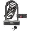 M-WAVE Shackle Lock, B 247 & S 8.18 L No. 234012 (165 X 247 Mm, W/Bracket, W/2 Keys) with Spiralcable No. 230130 (8 X 1500 Mm, with Loop At Each End)