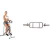 Sunny Health & Fitness Sunny Health and Fitness Squat Assist Upright Row-N-Ride Rowing Machine, Horse Riding Machine + 86 cm Olympic Triceps Bar with Ring Collars, Olympic Weight for Weightlifting and Bodybuilding