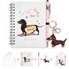 GADITIEK Regali bassotto per le donne - Set regalo con cane salsiccia con simpatico taccuino A6, penna rosa e portachiavi bassotto - Adorabili regali per gli amanti dei cani