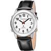 Hearkent Atomic - Orologio parlante con numeri grandi e cinturino espandibile, per non vedenti o anziani, Cinturino in pelle, MEN SIZE, Classico
