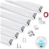 HOMMAND Profilo Alluminio per Strisce LED, 6 x 1m Profili LED Forma a V, Canalina LED e Diffusore Striscia LED, con Connettore Angolare, Nastro Adesivo, Tappi di Chiusura e Clip di Montaggio