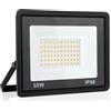 Psatfito G Faretto LED da Esterno da 50w, LED da Cantiere Super Luminose da 5400 Lm, Ip66 Impermeabile, Proiettore per Esterni da 3000K per Magazzino, Garage, Cortile, Confezione da 1