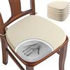 BUYUE Cuscino per sedia in memory foam, 6 pezzi, jacquard, 40 cm, a forma di U, confortevole per sala da pranzo, rimovibile, antiscivolo, da cucina, (6 pezzi, beige)