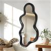 Lzuso Specchio da parete irregolare con cornice in legno moderno asimmetrico unico specchi da appendere artistici unici a forma di nuvola decorazione da parete bagno mobile da bagno camera da letto