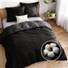 Dreamzie Copripiumino Matrimoniale Cotone Percalle - Set 3 Pezzi - Copripiumino 200x200 e 2 Federe 50x70 cm - Nero - Certificato Oeko-Tex