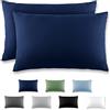 REDKEY Coppia di Federe 50 x 80 cm, Set di 2 Tessuti per Cuscino Letto, con Coperchio Ribaltabile (senza Cerniera), 100% Microfibra è morbida e traspirante，Blu scuro
