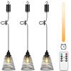 Lightsjoy 3 Paralume Lampadario Da Esterno A Batteria Lampadario Sospensione Con Telecomando, Dimmer, Timer IP65 Impermeabile Luci Led Senza Filo Per Giardino, Nero Industriale Lampadario Soggiorno