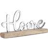 COM-FOUR® Supporto decorativo Home - scritta in metallo su base in legno di mango con piedini in feltro - scritta decorativa da appoggiare