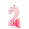 mciskin Candela glitterata con 2 numeri con coda di sirena, candela rosa numero 2 per torte, decorazioni per il 2° compleanno di ragazzi e ragazze, forniture per feste a tema sirena