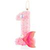 mciskin Candela glitterata con numero di compleanno, prima candela rosa con coda di sirena per torta, decorazioni per ragazzi e ragazze, forniture per feste a tema sirena