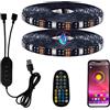 FOLGEMIR 3 metro (2x 1,5m) RGB Retroilluminazione TV, Bluetooth/APP controllata striscia luminosa LED USB 5V con telecomando RF, Adatto per HDTV e PC schermo piatto, Impermeabile IP65