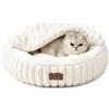 COZY KISS Cuccia-Lettino Invernale per Gatti con Coperta, Letti Donut Morbidi per Cani di Piccola Taglia, Calda Tana Antiansia per Gatti, Pelliccia Sintetica, Lavabile, 50x50x15cm, Crema
