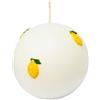 Cereria Di Giorgio - Candela Sfera Decorata con Limoni - Colore Bianco Cloud - Diametro 10 cm - Lavorazione Artigianale - Spring Collection - Con astuccio regalo