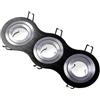 GTV MORENA TRIO Faretto da incasso rotondo - Lampada da soffitto inclinabile in alluminio nero con anelli argentati, IP20, adatto per lampadine MR16, 3 x 50 W, ideale per soggiorno, ufficio e cucina