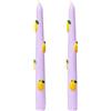 Cereria Di Giorgio - 2 Candele Coniche Decorate con Limoni - Diametro 2,2 cm Altezza 25 cm - Colore Viola Polvere - Lavorazione Artigianale - Spring Collection - Made in Italy