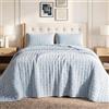 Tribeca Living Set copripiumino per letto matrimoniale king size, 3 pezzi, include trapunta sovradimensionata e due federe, velluto morbidissimo da 260 g/m², foschia blu (Haze blue)