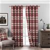 always4u Classic Red Plaid Curtains Highland Woolen Look Tartan Farmhouse Window Treatment Grommet Checked Curtains for Living Room Bedroom 2 Panels 54 * 95 Inches