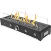 Onlyfire Braciere a gas rettangolare da tavolo, 6,5 kW, riscaldatore esterno con pietre laviche e protezione antivento in vetro, braciere propano per patio, cortile