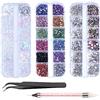 Scettar 4200 pezzi strass per unghie,Strass in Cristallo per Nail Art, adesivi per unghie con cristalli, diamanti per nail art, con Pinzette e Penna per Raccogliere Strass