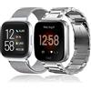 baklon 2 Pezzi Compatibile con Fitbit Versa/Fitbit Versa 2, Cinturino in Acciaio Inossidabile di Ricambio Sportivo Compatibile con Fitbit Versa/Versa 2/ Versa Lite, Argento