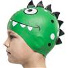 Swimxwin Cuffia da nuoto per bambini da 3 a 9 anni Dino Green in silicone 100% | Cuffia da piscina | Alto comfort e aderenza | Design e stile italiano | Taglia Junior (3-9 anni) | Ipoallergenico