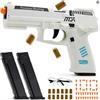 Machizut Pistola giocattolo con 100 palline e 12 bossoli, espulsione automatica dei bossoli, pistola a rinculo automatico per giochi di tiro, regalo per bambini maschi e femmine