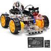 OSOYOO Smart Robot Car Kit for Arduino |Scheda di Controllo, tracciamento delle Linee, sensore a ultrasuoni, Bluetooth, Telecomando a infrarossi, App Mobile - Batteria e Caricabatterie Inclusi