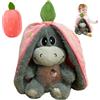 KUWUNG Peluche a forma di asino, 32 cm, asino con respirazione, musica e luci, morbida fragola, avocado, peluche respira asini per alleviare l'ansia (rosa)