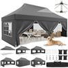 JUMMICO Gazebo 3x6 Pieghevole Impermeabile, 10cm di Altezza Interna Supplementare, Tessuto Robusto e Durevole, con Pareti Laterali, Ideale per Cortile, Balcone, Campeggio e Altro, Grigio