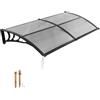 VEVOR Tettoia Parasole per Ingresso di Porte Cortile Finestre Giardino da Esterno, Pensilina con Canale di Drenaggio Dimensioni Generali 965x1987x275 mm, Tettoia da Sole Staffa in ABS Parasole