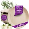 Waipur Piatti in Foglia di Palma Ecologici - 200 Pz Rotondi 25x25 cm - Stoviglie Monouso Biodegradabili di Alta Qualità - Eleganti e Resistenti - Naturali e Compostabili - Come Carta Elegante