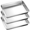 LOPYXBR 3 teglie da forno in acciaio inox, 40 x 30 x 4,8 cm, teglie da forno in acciaio inox, teglie da forno per cuocere, cucinare, servire, lavabili in lavastoviglie