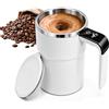 Wapasezyar Tazza automescendente, Becher automescendente con display della temperatura, 304 in acciaio inossidabile, magnetico, shaker elettrico con manico per cioccolata calda, caffè, latte (Bianco