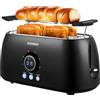 Steinborg Tostapane XXL 4 fette nero display digitale grande, elegante, ampio, lungo con inserto per panini, stretto, spegnimento automatico