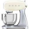 Smeg, Impastatrice Planetaria SMF04CREU, 10 Livelli di Velocità, Funzione Smooth Start e Steady Mix, Ciotola da 4,8 L, Sicurezza Blocco Motore, Inclusi 2 Fruste e Gancio Impastatore, 800 W, Panna