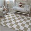 PureCozy Tappeto Salotto 80x150cm Marrone Bianco Antiscivolo Lavabile Grande Cameretta Tappeti Soggiorno Camera da Letto Office Carpet Pelo Corto Rug Moderno Checkerboard Carpets