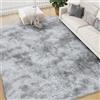 FVVRAX Tappeti per camera da letto soggiorno 240x300 cm, Tie-Dyed grigio chiaro soffice peloso shag shaggy tappeto morbido peluche, tappeto per pavimenti interni per bambini decorazione casa estetica
